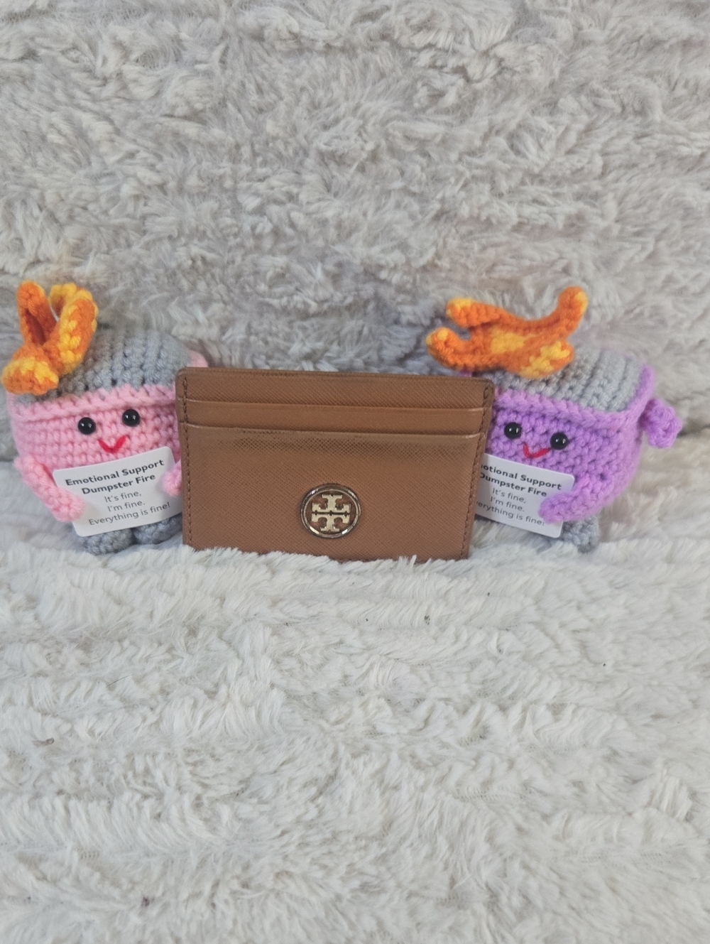 Tory Burch Tan Leather Card Case -Emotional Support Characters